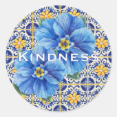 Kindheit Blume auf Fliesen Runder Aufkleber (Vorderseite)
