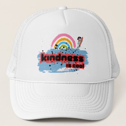 Kindheit ist Cool - Rainbow Surf Vibes Truckerkappe (Vorderseite)