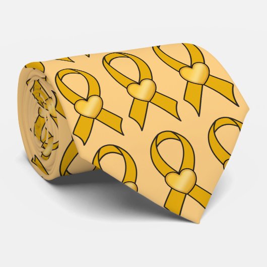 Kindheits-Krebs-Bewusstsein mit einem Herzen Krawatte (Gerollt)