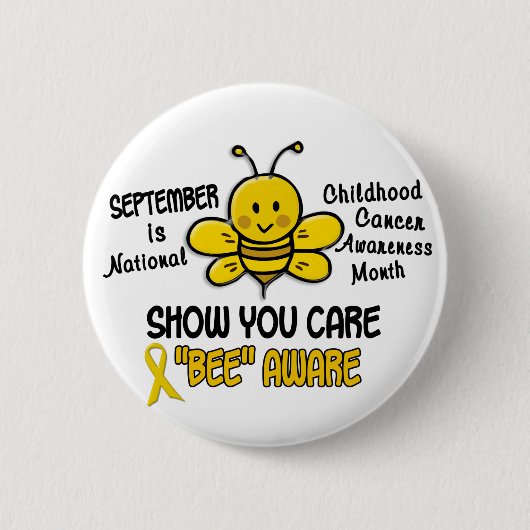 Kindheits-Krebs-Bewusstseins-Monats-Biene 1,1 Button (Vorderseite)