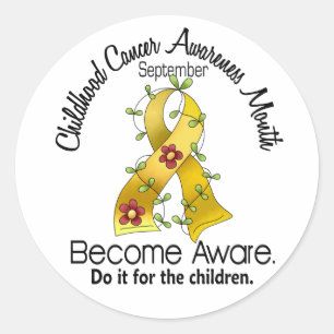 Kindheits-Krebs-Bewusstseins-Monats-Blumen-Band 2 Runder Aufkleber
