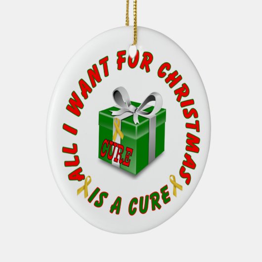 Kindheits-Krebs-Goldbewusstseins-Band-Weihnachten Keramik Ornament (Rechts)