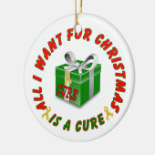 Kindheits-Krebs-Goldbewusstseins-Band-Weihnachten Keramik Ornament (Links)