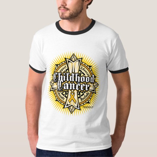 Kindheits-Krebs-keltisches Kreuz T-Shirt (Vorderseite)