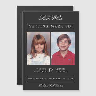 Kindheitsfotos im klassischen Stil Schwarz Magneteinladung