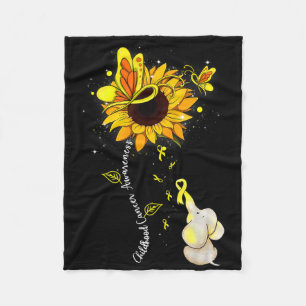 Kindheitskrebs-Bewusstsein Sonnenblumen Elefant Mä Fleecedecke