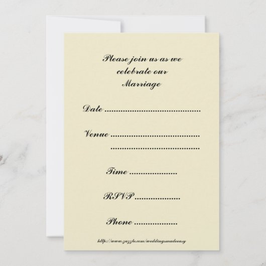 Kindheitssüße Einladung zur Hochzeit (Rückseite)