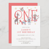 kindische Kid's Winter 1. Geburtstag Einladung (Vorne/Hinten)