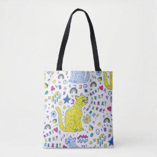 kindliches Muster mit Tiger, Briefen, Regenbogen, Tasche