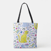 kindliches Muster mit Tiger, Briefen, Regenbogen, Tasche (Rückseite)