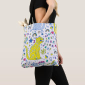 kindliches Muster mit Tiger, Briefen, Regenbogen, Tasche (Von Nahem)