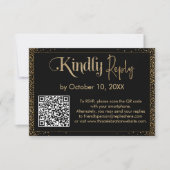 Kindly Antwort Festive Confetti QR Code auf schwar (Vorderseite)
