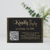 Kindly Antwort Festive Confetti QR Code auf schwar (Stehend Vorderseite)