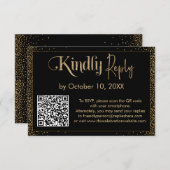 Kindly Antwort Festive Confetti QR Code auf schwar (Vorne/Hinten)