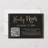Kindly Antwort Festive Confetti QR Code auf schwar (Vorderseite)