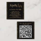 Kindly Antwort Festive Confetti QR Code auf schwar Begleitkarte (Vorne/Hinten)
