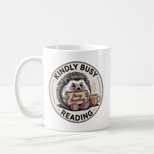 Kindly beschäftigt Reading Igel Abzeichen Kaffeetasse (Links)