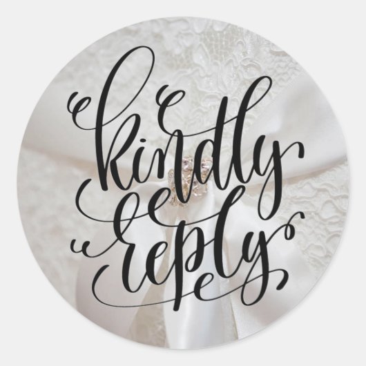 Kindly Reply Lacey Wedding Classic Round Sticker (Vorderseite)
