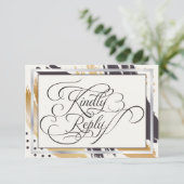 Kindly Reply | Moderne Farbstiche und Typografie RSVP Karte (Stehend Vorderseite)