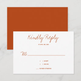 Kindly Reply Typografie Burnt Orange Wedding RSVP Karte