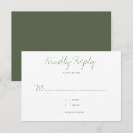 Kindly Reply Typografy Sage Wedding RSVP Karte
