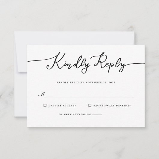 Kindly Reply UAWG Handwriting Script RSVP Karte (Vorderseite)