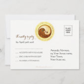 KINDLY REPLY WEDDING CARD Gold YinYang doves Harmo Einladung (Rückseite)