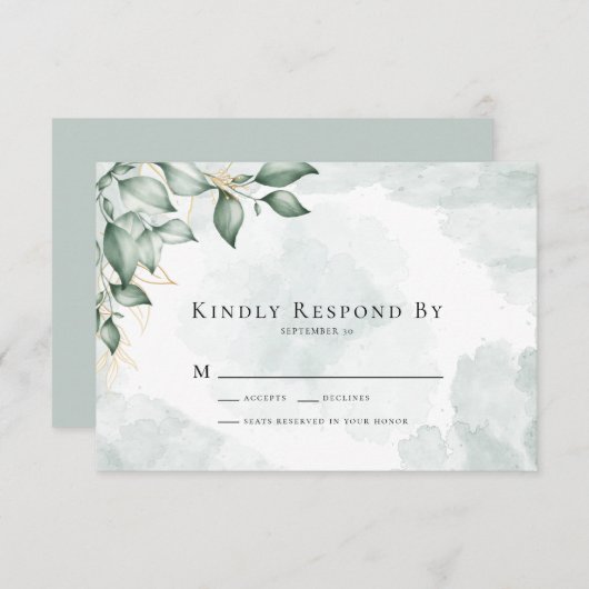 Kindly Respond Eucalyptus Greenery Wedding RSVP C (Vorne/Hinten)