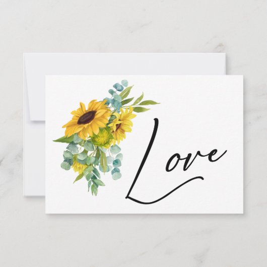 Kindly Respond Watercolor Sonnenblumen & Eukalyptu RSVP Karte (Rückseite)