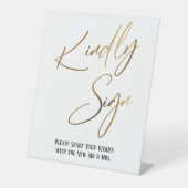 Kindly Sign Gold Handwriting Simple Sockelschild (Vorderseite)