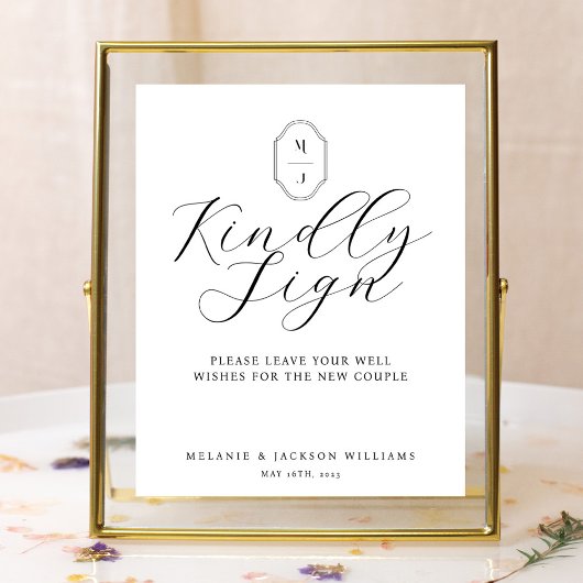 Kindly Sign Minimal Elegantes Script Gästebuch sig