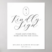 Kindly Sign Minimal Elegantes Script Gästebuch sig (Vorne)