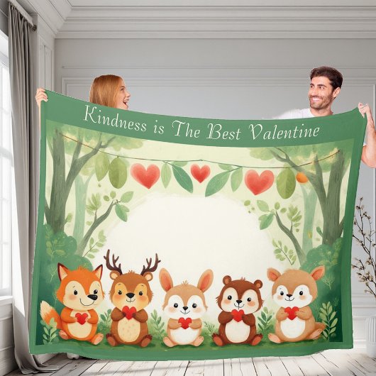 Kindness Best Valentine Nursery Woodland Animals  Fleecedecke