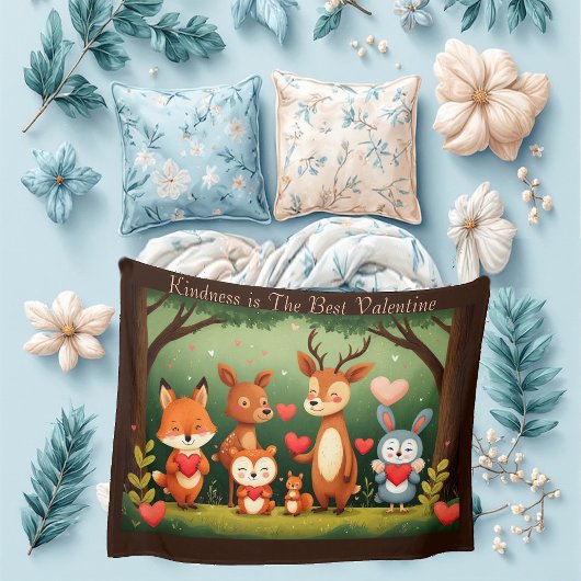 Kindness Best Valentine Woodland Animals Nursery Fleecedecke