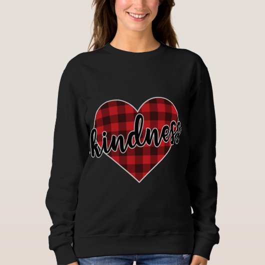 Kindness Buffalo Kariert Herzens Gemütliche Weihna Sweatshirt (Vorderseite)