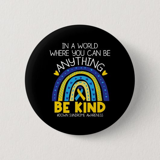 Kindness - Down Syndrome Awareness Blue Yellow Rib Button (Vorderseite)