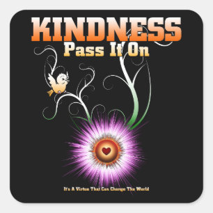 KINDNESS - Gib es auf Sternexplosion Herz Quadratischer Aufkleber