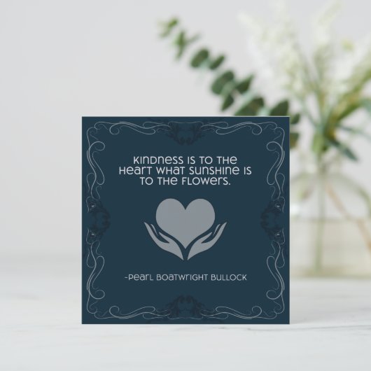 Kindness Inspirational Note Card in Blau Save The Date (Stehend Vorderseite)