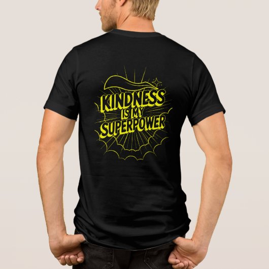 Kindness is My Superpower Neon Comic Style Design Tri-Blend Shirt (Rückseite)