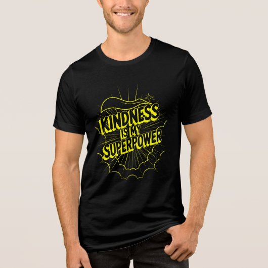 Kindness is My Superpower Neon Comic Style Design Tri-Blend Shirt (Vorderseite)