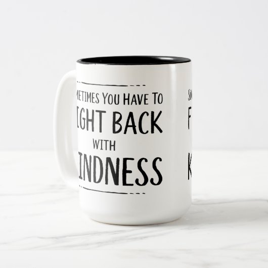 KIndness-Kampf Zweifarbige Tasse (Vorderseite Links)