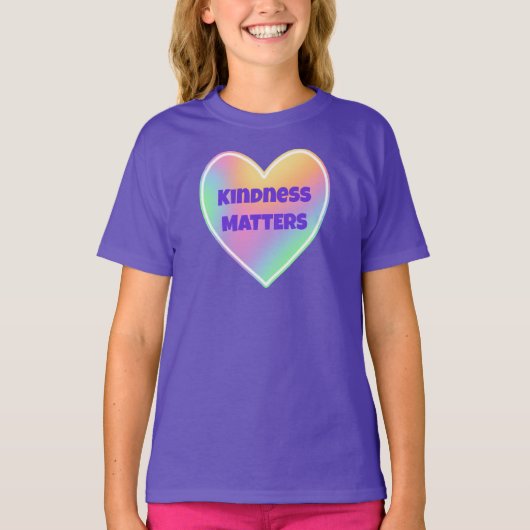 Kindness Matters Rainbow Heart Girls' T - Shirt (Vorderseite)