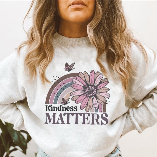 Kindness Matts Retro Butterfly Boho Rainbow Sweatshirt