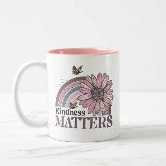 Kindness Matts Retro Butterfly Boho Rainbow Zweifarbige Tasse (Links)