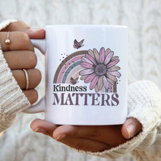Kindness Matts Retro Butterfly Boho Rainbow Zweifarbige Tasse