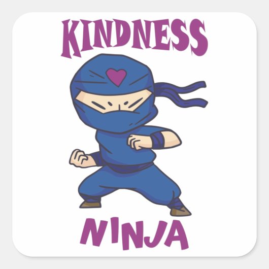 Kindness Ninja, Kampf gegen Mobbing Quadratischer Aufkleber (Vorderseite)