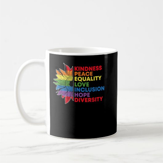 Kindness Peace Equality Liebe Inclusion Gay Pride Kaffeetasse (Links)