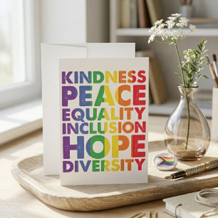 Kindness Peace Equality Liebe Inclusion Hope LGBT Dankeskarte