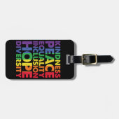 Kindness Peace Equality Liebe Inclusion Hope LGBT Gepäckanhänger (Vorderseite horizontal)