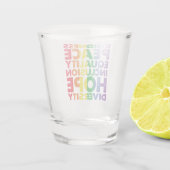 Kindness Peace Equality Liebe Inclusion Hope LGBT Schnapsglas (Rückseite)